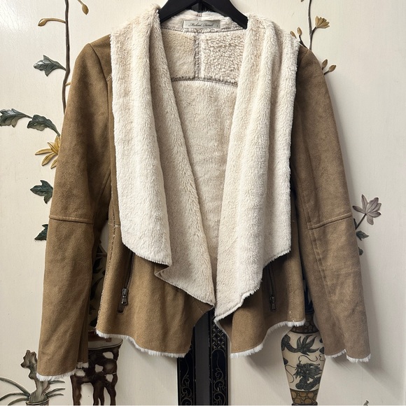 Michael Farrell Faux Suede Sherpa Lined Jacket Women’s Small Tan - Picture 1 of 5
